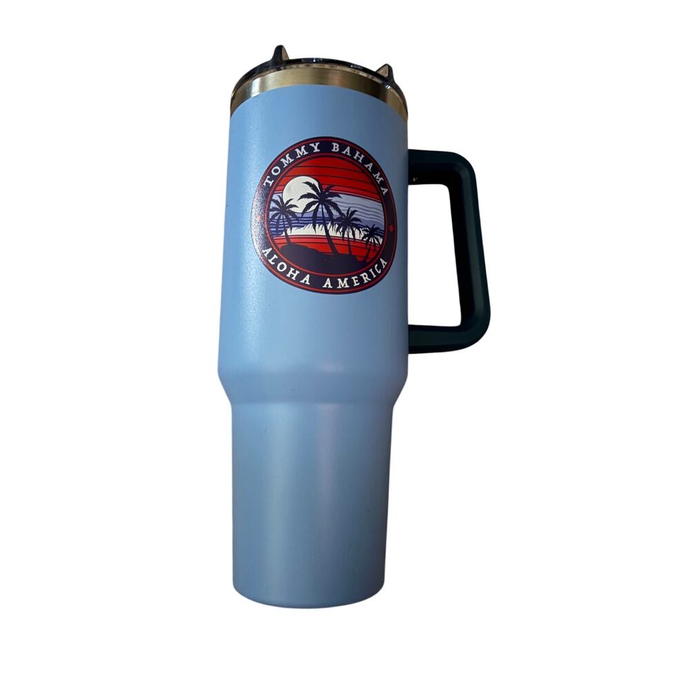 Tommy Bahama "Aloha America" 40oz Insulated Tumbler with Handle & Straw Lid